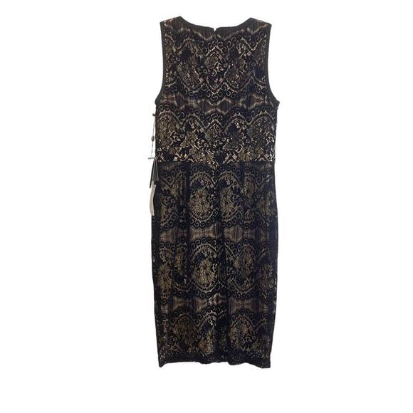 Adrianna Papell - AP1D101560 Sleeveless Velvet Lace Sheath Dress Size 4 NWT - Picture 8 of 12